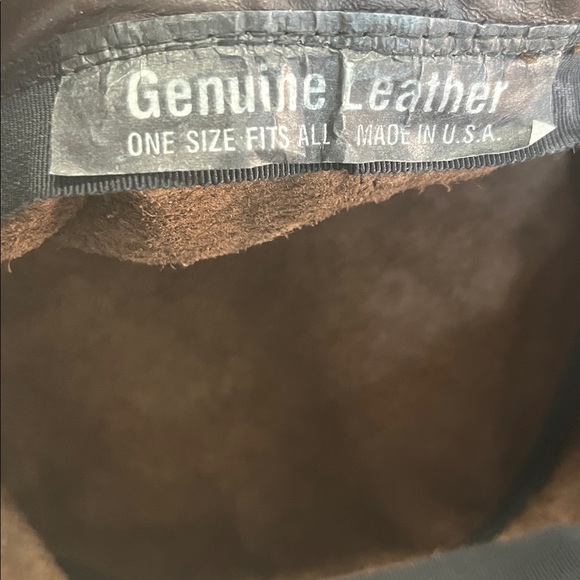 Brown Leather Bucket Hat One Size Made in USA Unisex - Picture 4 of 5